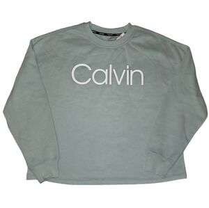 Calvin Klein Logo Olive Green Womans Fall Spring Winter Size Small Soft Sweater